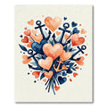 Navy Coral Hearts Anchor Composition Rug