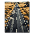 Rustic Cracked Road Golden Field Landscape Rug