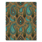 Teal Paisley Botanical Cypress Woodland Rug