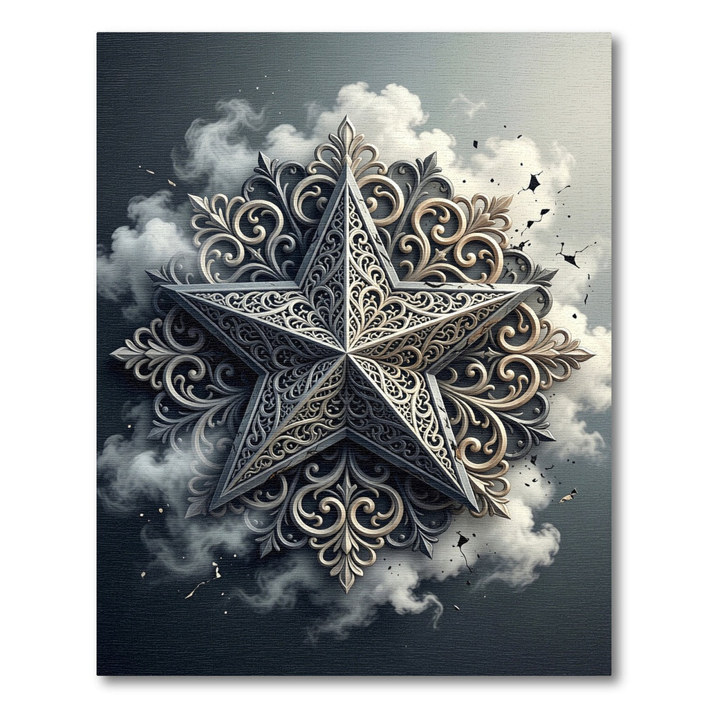 Ornate Silver Filigree Star Rug