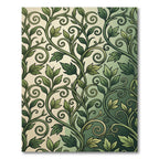 Elegant Forest Green Leafy Vine Swirl Rug