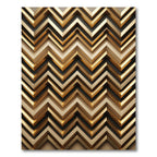 Metallic Gold Geometric Chevron Wave Rug