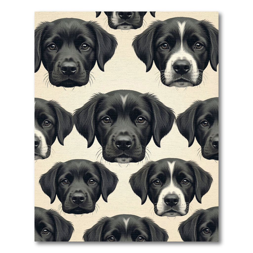 Black Labrador Portrait Cream Wallpaper Rug