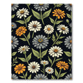 Dark Floral Meadow Botanical Art Rug
