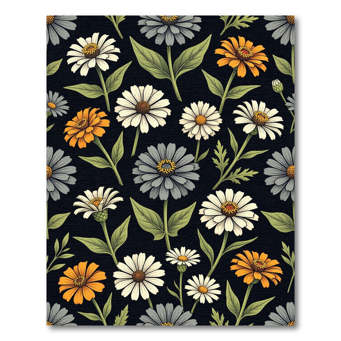 Dark Floral Meadow Botanical Art Rug