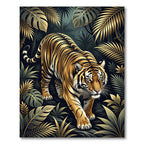 Golden Tiger Amidst Tropical Foliage Rug
