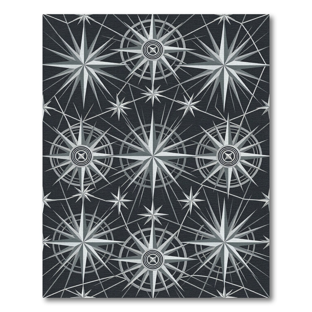 Silver Starburst Compass Rose Rug