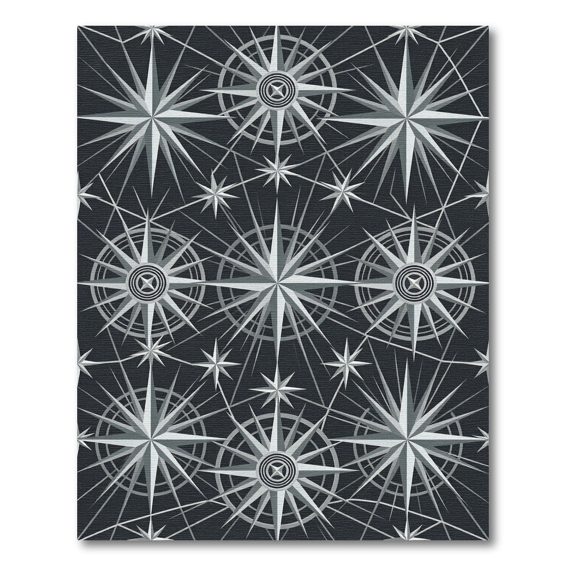 Silver Starburst Compass Rose Rug