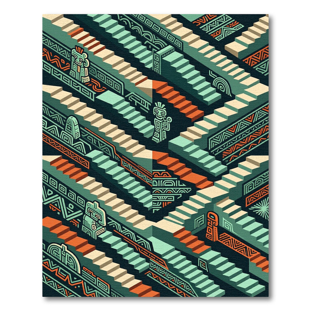 Abstract Architectural Staircase Tribal Rug
