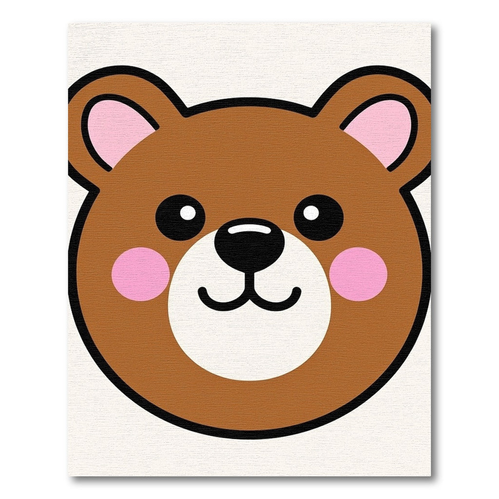 Cute Brown Bear Face Pink Cheeks Rug
