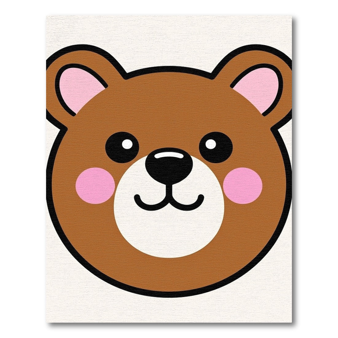 Cute Brown Bear Face Pink Cheeks Rug