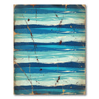 Distressed Blue Ocean Horizon Stripe Rug