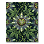 Dark Botanical Passion Flower Vines Rug