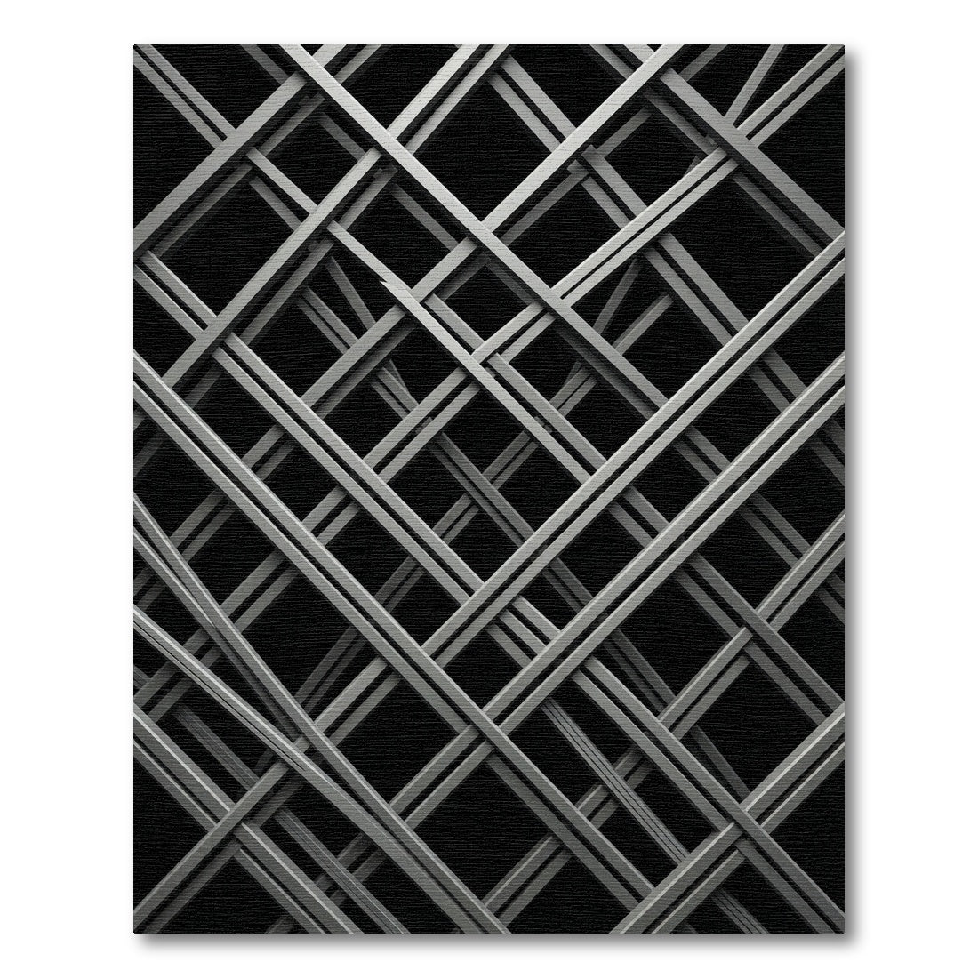 Monochrome Industrial Crossed Grid Rug