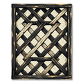 Dark Wood Geometric Lattice Grid Rug