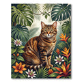 Exotic Jungle Cat Tropical Flora Rug