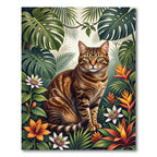 Exotic Jungle Cat Tropical Flora Rug