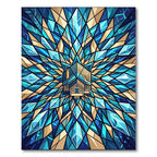 Blue Crystal Geometric House Panorama Rug