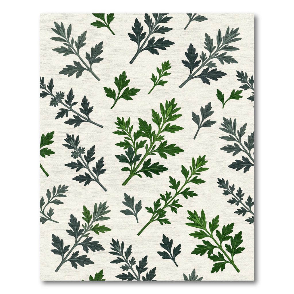 Deep Green Leafy Sprig Arrangement Rug
