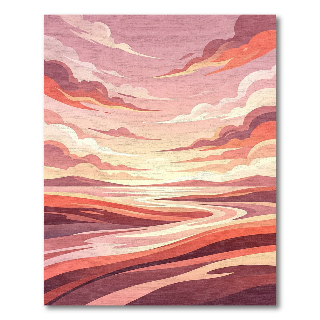 Coral Sunset Cloudscape Landscape Rug