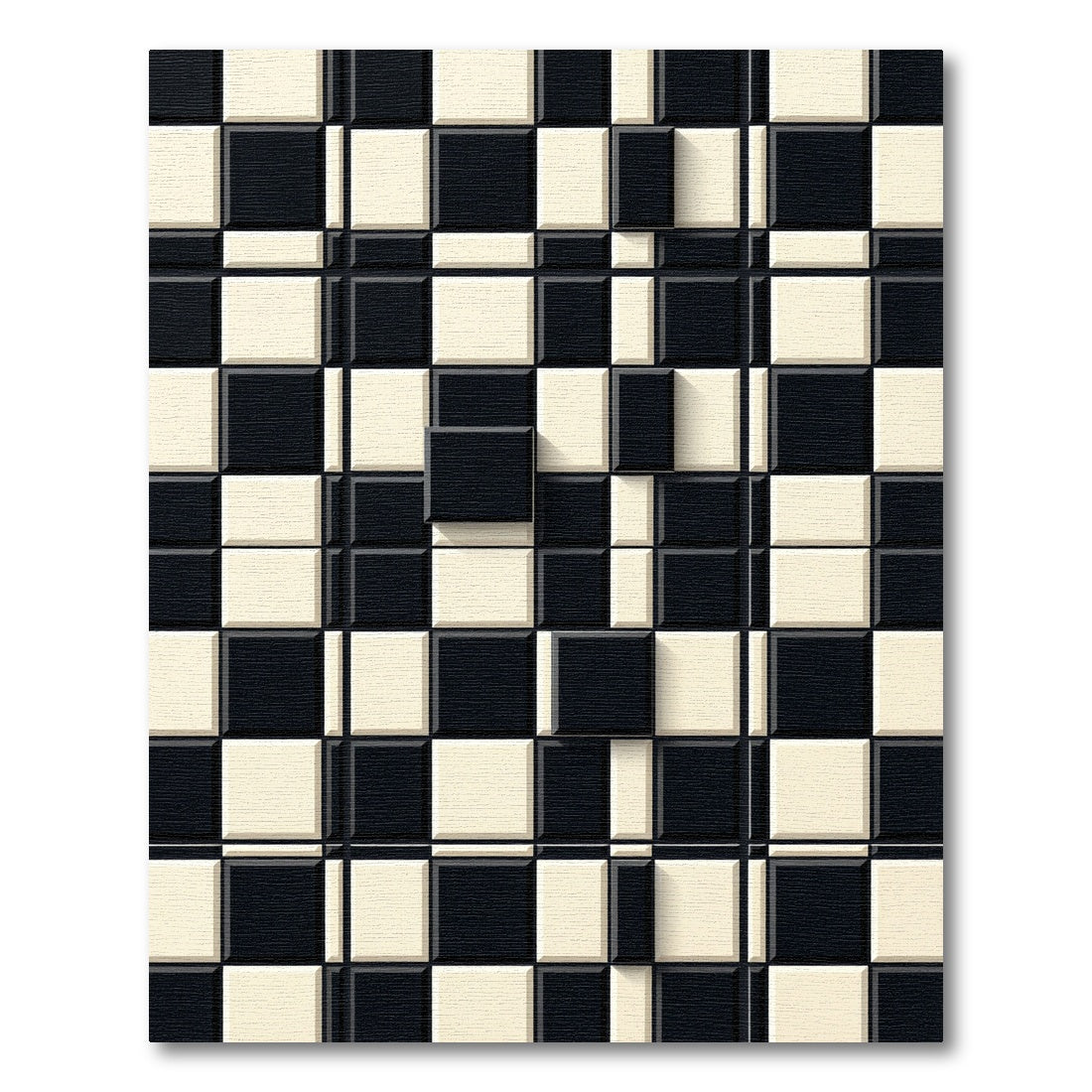 Modern Black and White 3D Grid Rug