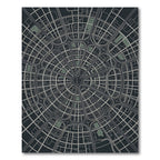 Circular Urban Map Geometric Monochrome Rug