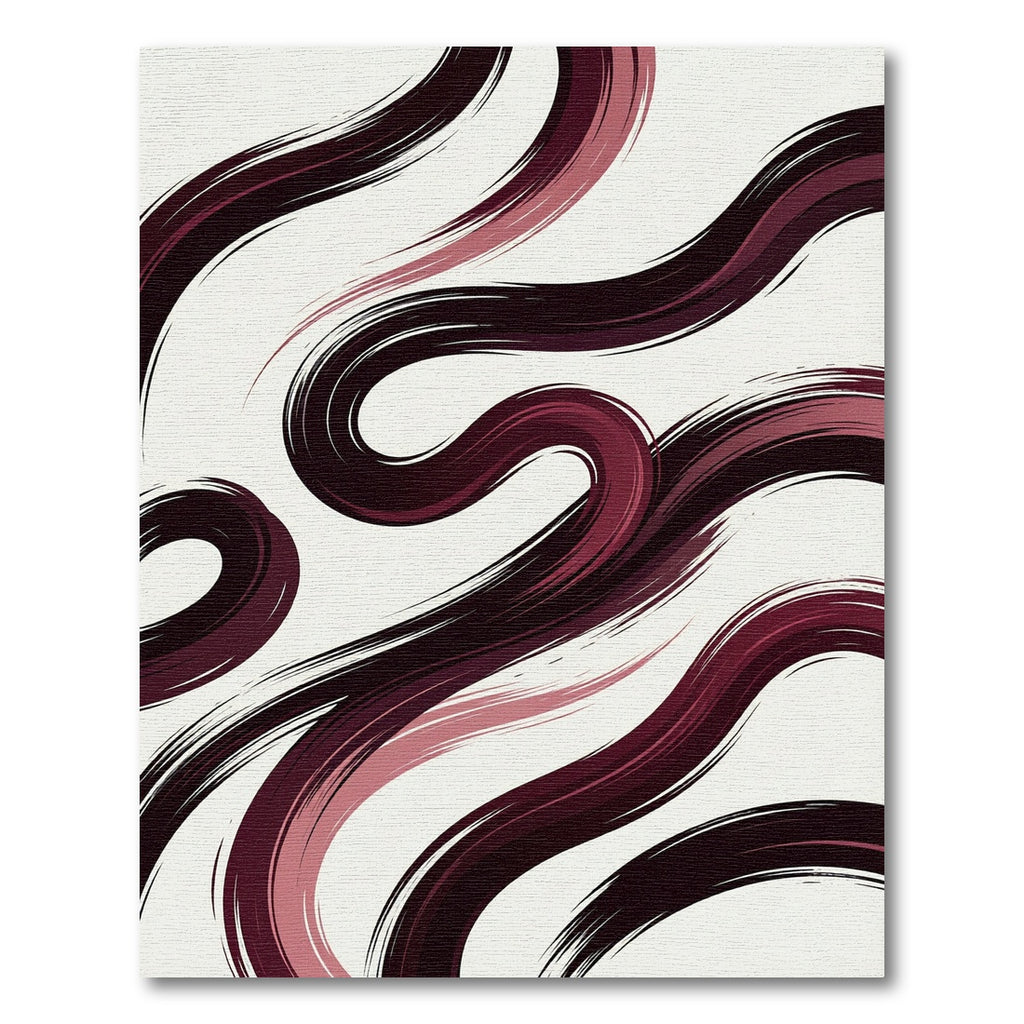 Minimalist Merlot Abstract Fluid Wave Rug