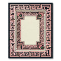 Pink Greek Key Floral Pillar Frame Rug