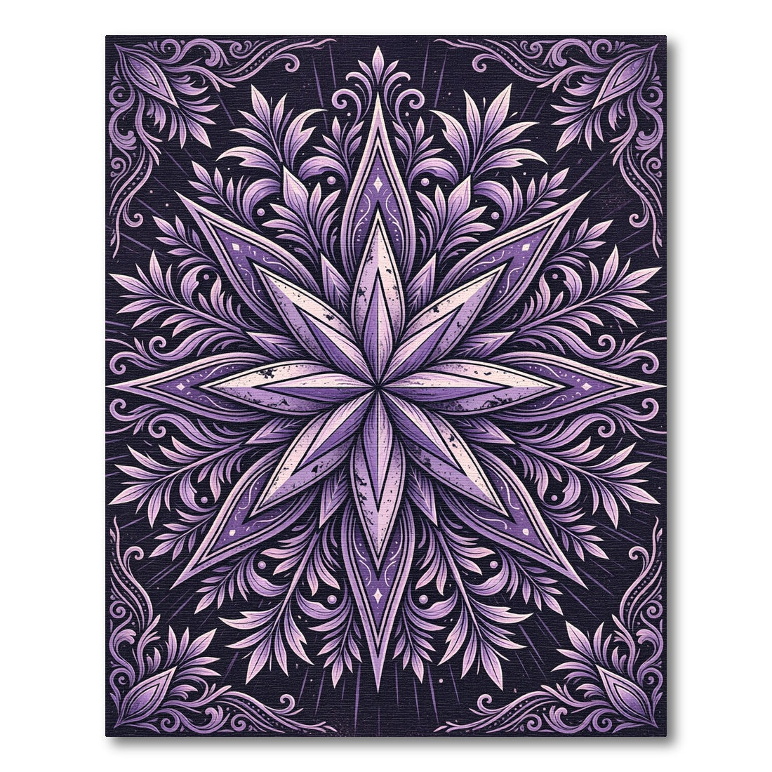 Ornate Violet Radiant Star Medallion Rug