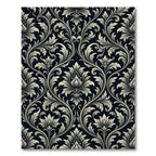 Ornate Gray Black Floral Scroll Rug
