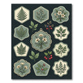Sage Botanical Fern and Wildflower Illustration Rug