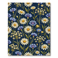 Daisies and Cornflowers on Navy Blue Rug