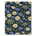 Daisies and Cornflowers on Navy Blue Rug