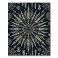 Celestial Golden Sunburst Dark Lunar Medallion Rug