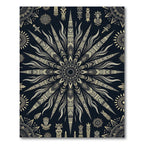 Celestial Golden Sunburst Dark Lunar Medallion Rug