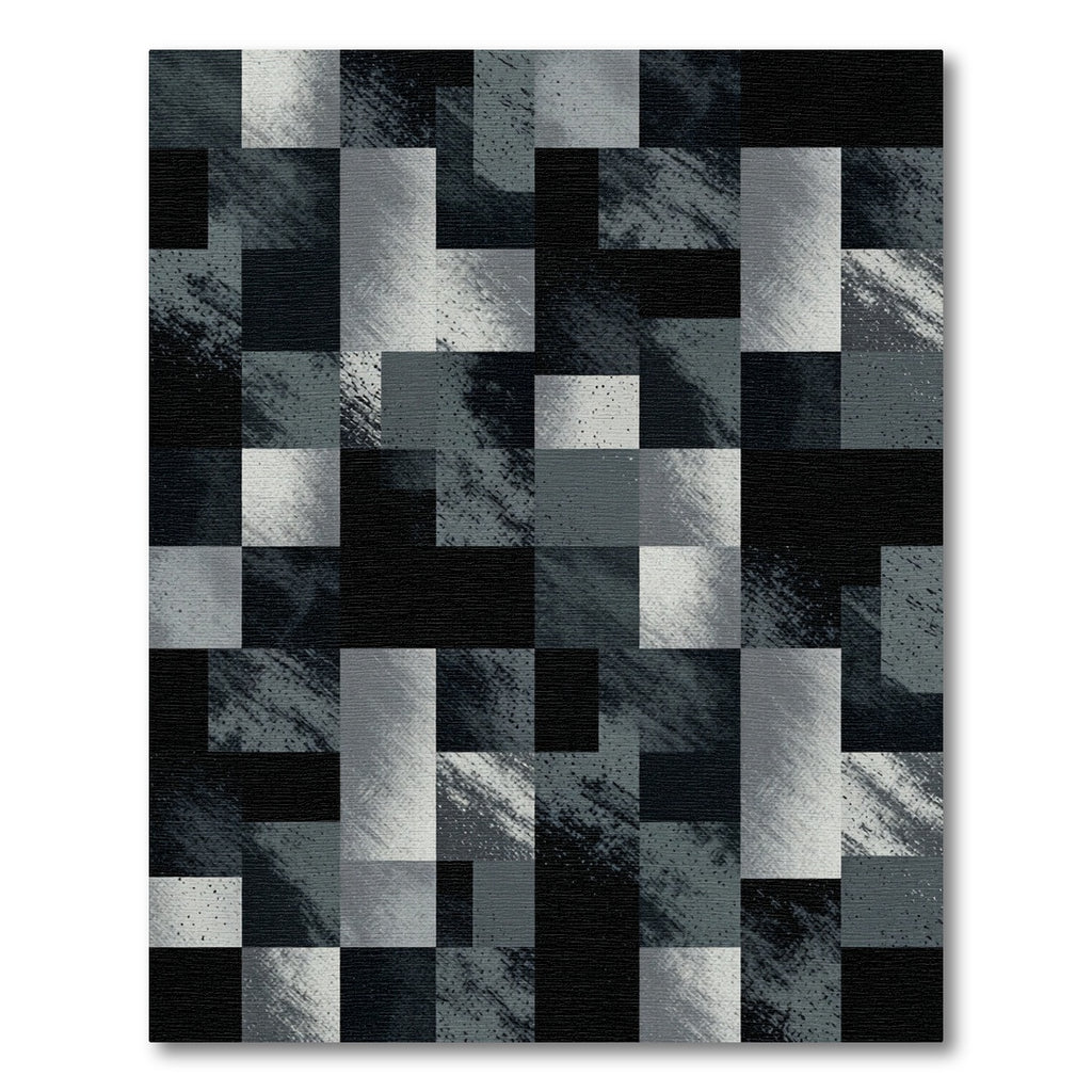 Monochromatic Textured Gray Geometric Block Rug