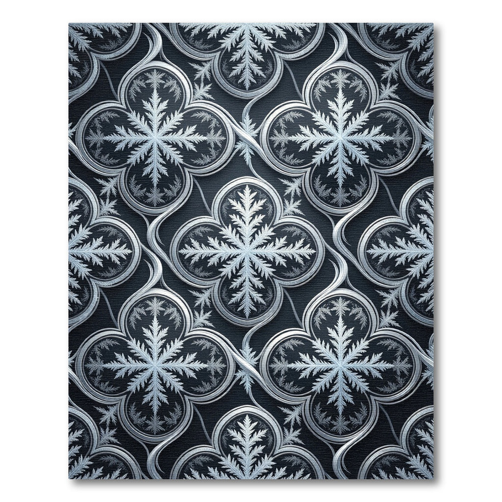 Gothic Silver Frost Snowflake Trellis Rug