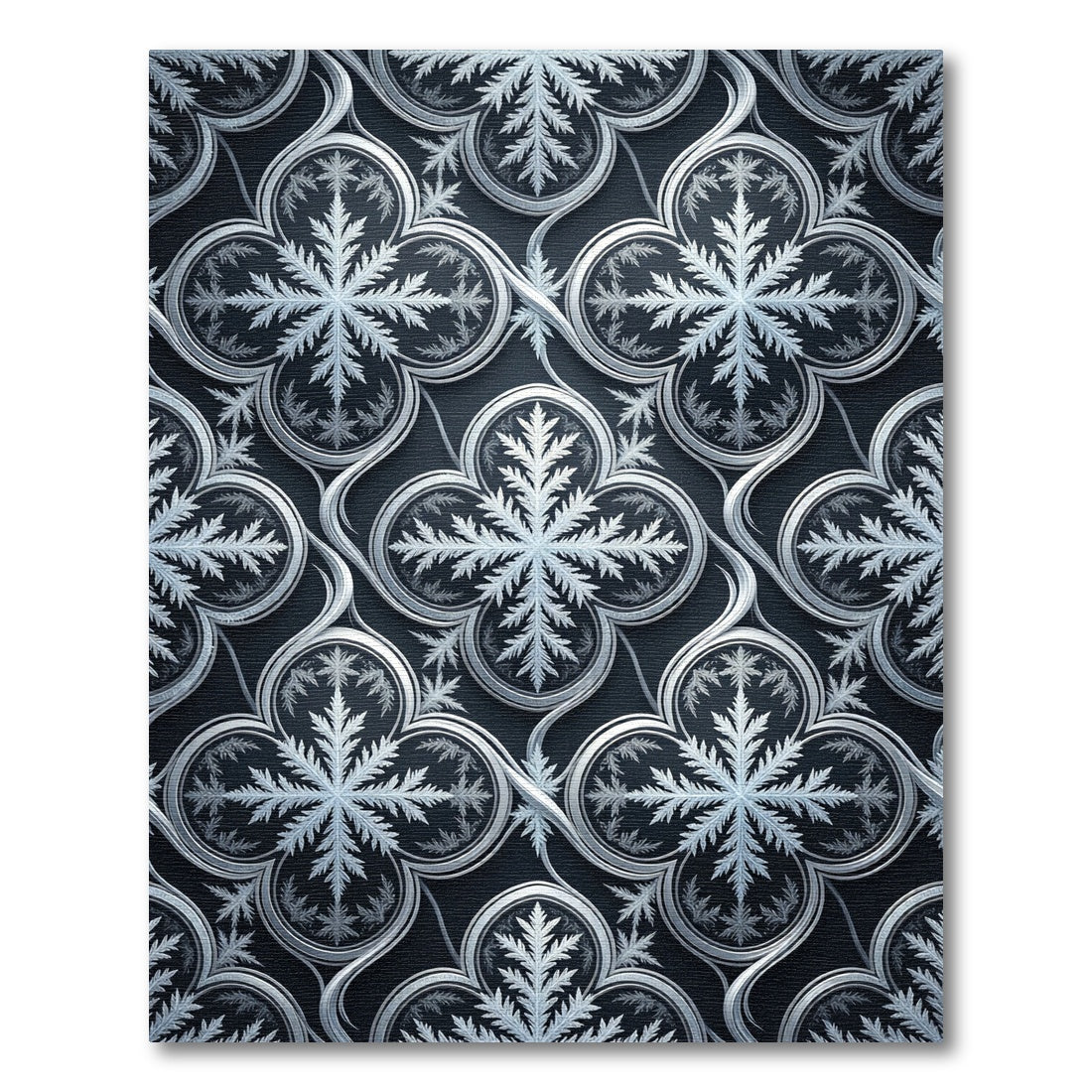 Gothic Silver Frost Snowflake Trellis Rug