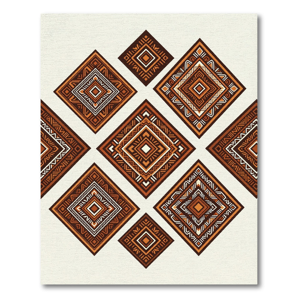 Earthy Ochre Geometric Tribal Diamond Array Rug