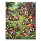 Whimsical Mouse Garden Village Scene Rug