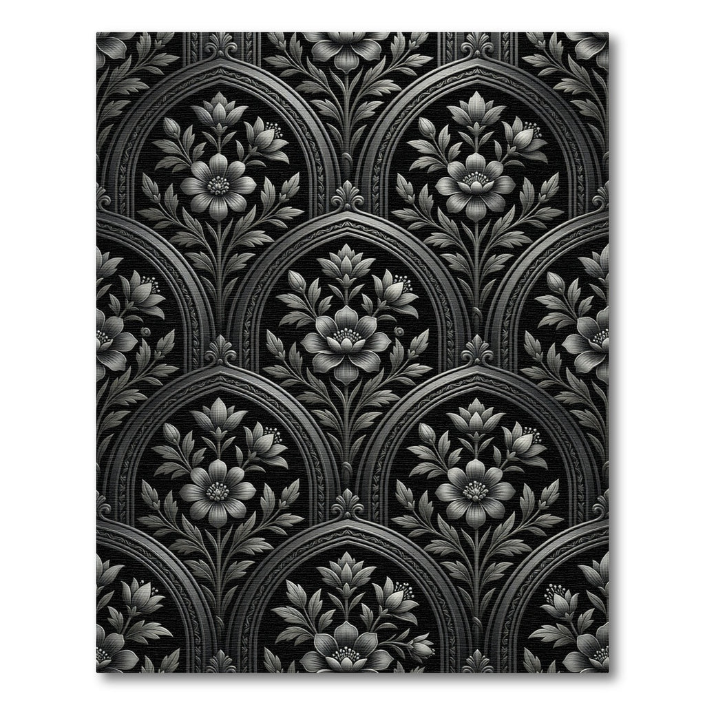 Gothic Black Floral Archway Rug