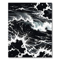 Dramatic Black White Ocean Waves Rug