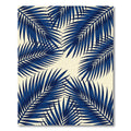 Deep Blue Palm Frond Foliage Rug