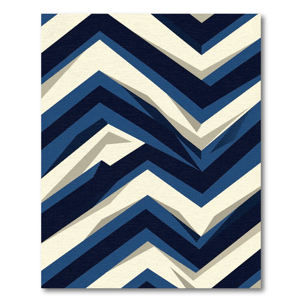 Navy Blue Zigzag Geometric Depth Rug