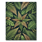 Lush Emerald Gold Tropical Jungle Flora Rug