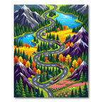 Scenic Winding Mountain Road Landscape Rug