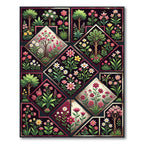 Dark Botanical Garden Diamond Tile Rug