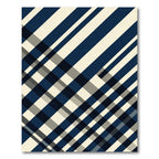 Modern Navy Cream Diagonal Plaid Rug