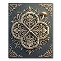 Carved Beige Floral Quatrefoil Charcoal Rug