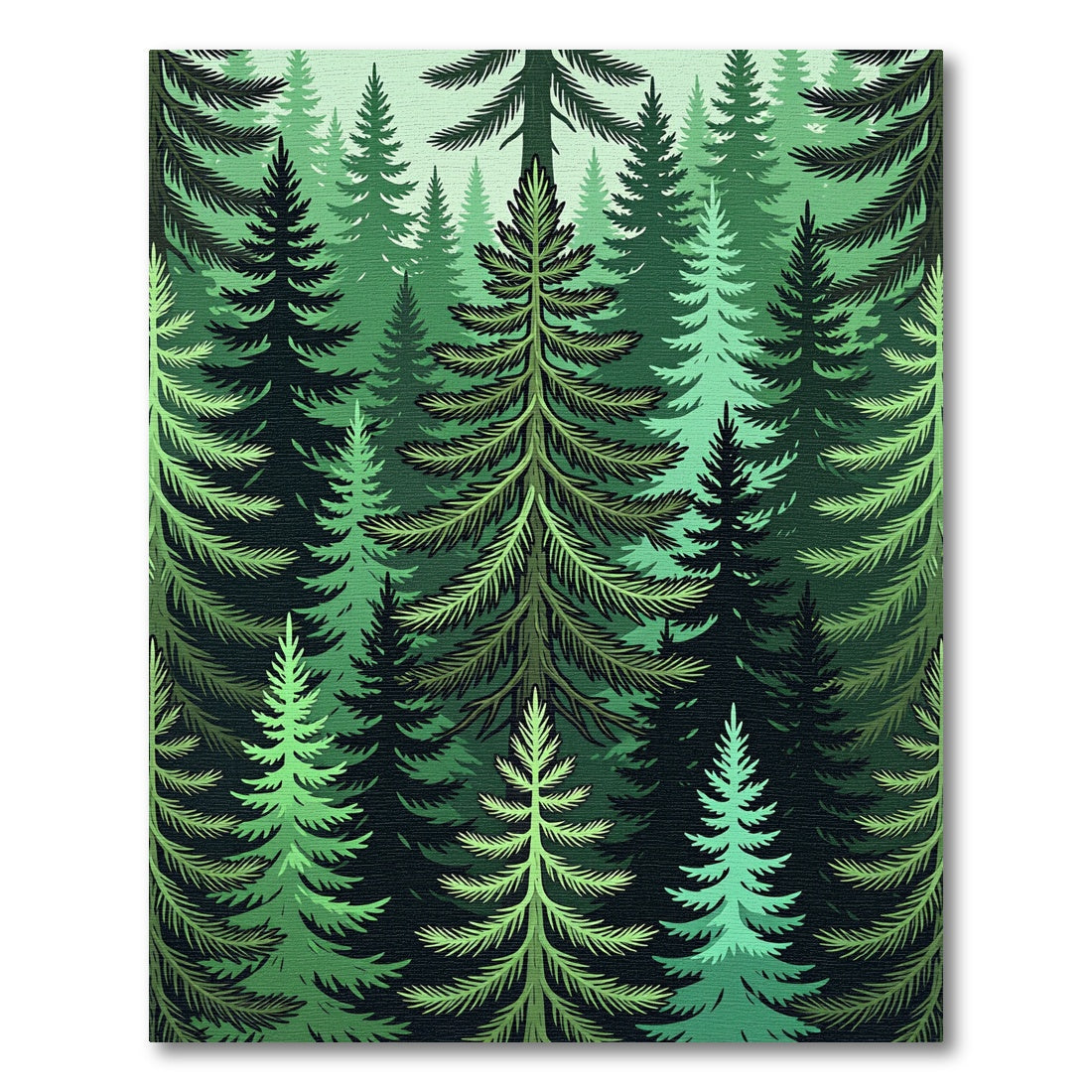 Evergreen Forest Dense Trees Rug